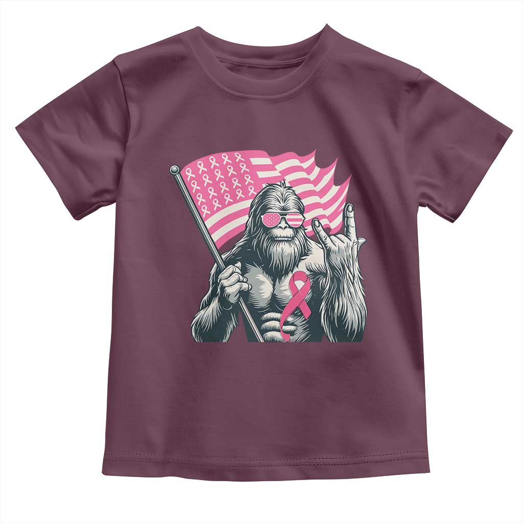 Funny Bigfoot Breast Cancer Awareness Toddler T Shirt Sasquatch Pink Ribbon TS11 Maroon Print Your Wear