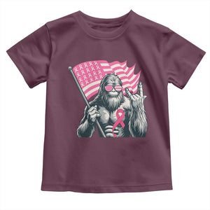 Funny Bigfoot Breast Cancer Awareness Toddler T Shirt Sasquatch Pink Ribbon TS11 Maroon Print Your Wear