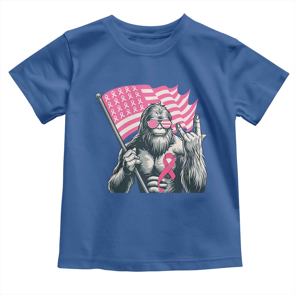 Funny Bigfoot Breast Cancer Awareness Toddler T Shirt Sasquatch Pink Ribbon TS11 Royal Blue Print Your Wear