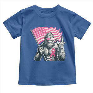 Funny Bigfoot Breast Cancer Awareness Toddler T Shirt Sasquatch Pink Ribbon TS11 Royal Blue Print Your Wear