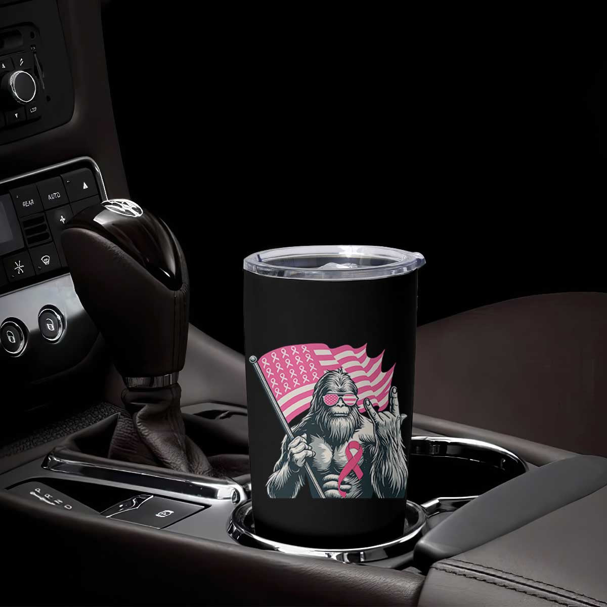 Funny Bigfoot Breast Cancer Awareness Tumbler Cup Sasquatch Pink Ribbon TS11 Print Your Wear