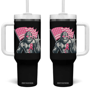 Funny Bigfoot Breast Cancer Awareness Tumbler With Handle Sasquatch Pink Ribbon TS11 One Size: 40 oz Black Print Your Wear