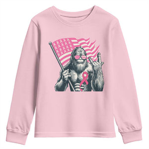 Funny Bigfoot Breast Cancer Awareness Youth Sweatshirt Sasquatch Pink Ribbon TS11 Light Pink Print Your Wear