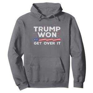 Trump Won Get Over It Hoodie US Election 2024 American Flag TS11 Charcoal Print Your Wear