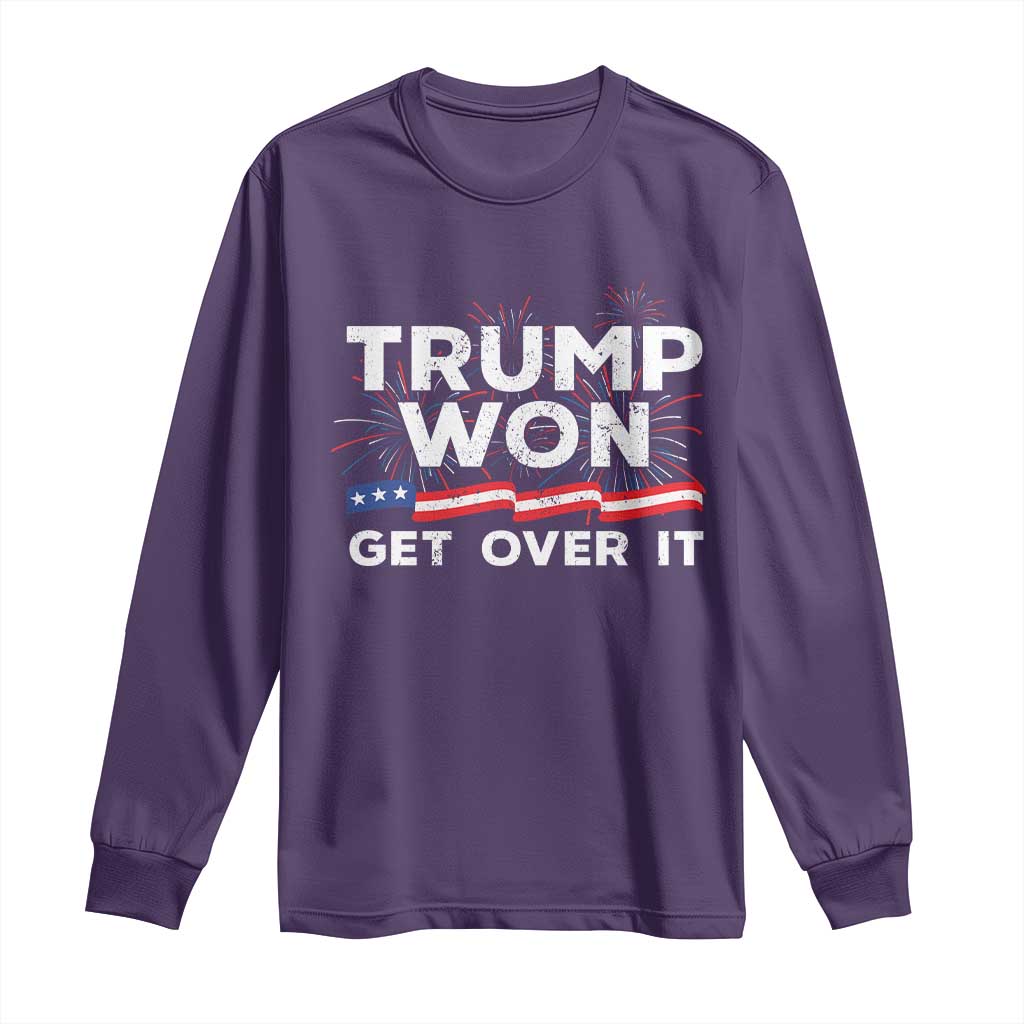 Trump Won Get Over It Long Sleeve Shirt US Election 2024 American Flag TS11 Purple Print Your Wear