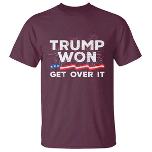Trump Won Get Over It T Shirt US Election 2024 American Flag TS11 Maroon Print Your Wear