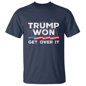 Trump Won Get Over It T Shirt US Election 2024 American Flag TS11 Navy Print Your Wear