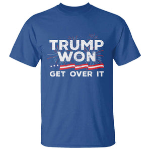 Trump Won Get Over It T Shirt US Election 2024 American Flag TS11 Royal Blue Print Your Wear