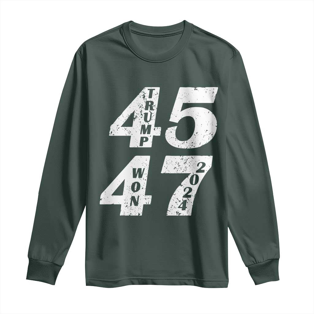 Trump For President Long Sleeve Shirt Trump Won 45 47 US Election 2024 TS11 Dark Forest Green Print Your Wear