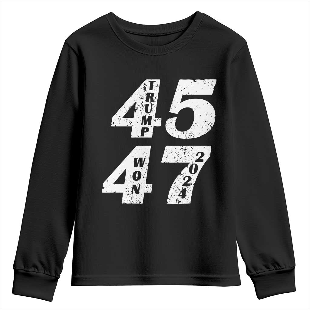 Trump For President Youth Sweatshirt Trump Won 45 47 US Election 2024 TS11 Black Print Your Wear