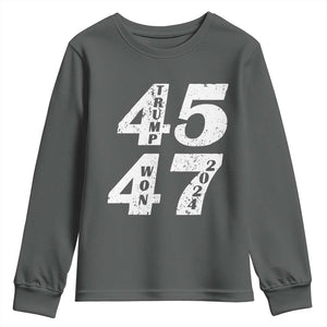 Trump For President Youth Sweatshirt Trump Won 45 47 US Election 2024 TS11 Dark Heather Print Your Wear