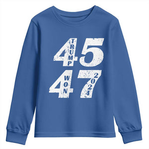 Trump For President Youth Sweatshirt Trump Won 45 47 US Election 2024 TS11 Royal Blue Print Your Wear