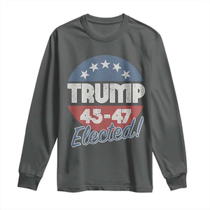Trump For President Long Sleeve Shirt Trump Elected 45 47 American Flag TS11 Dark Heather Print Your Wear