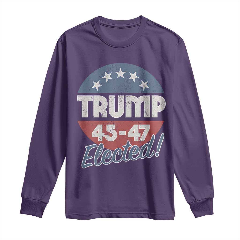 Trump For President Long Sleeve Shirt Trump Elected 45 47 American Flag TS11 Purple Print Your Wear