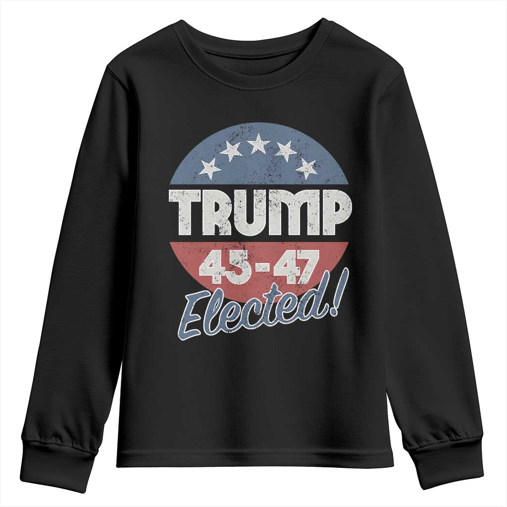 Trump For President Youth Sweatshirt Trump Elected 45 47 American Flag TS11 Black Print Your Wear