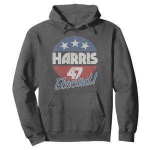 Harris For President Hoodie Harris Elected 47 American Flag TS11 Dark Heather Print Your Wear