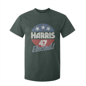 Harris For President T Shirt For Kid Harris Elected 47 American Flag TS11 Dark Forest Green Print Your Wear