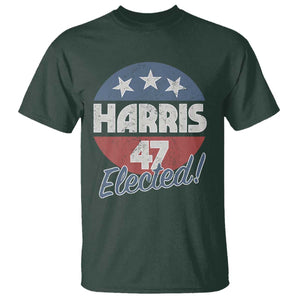 Harris For President T Shirt Harris Elected 47 American Flag TS11 Dark Forest Green Print Your Wear