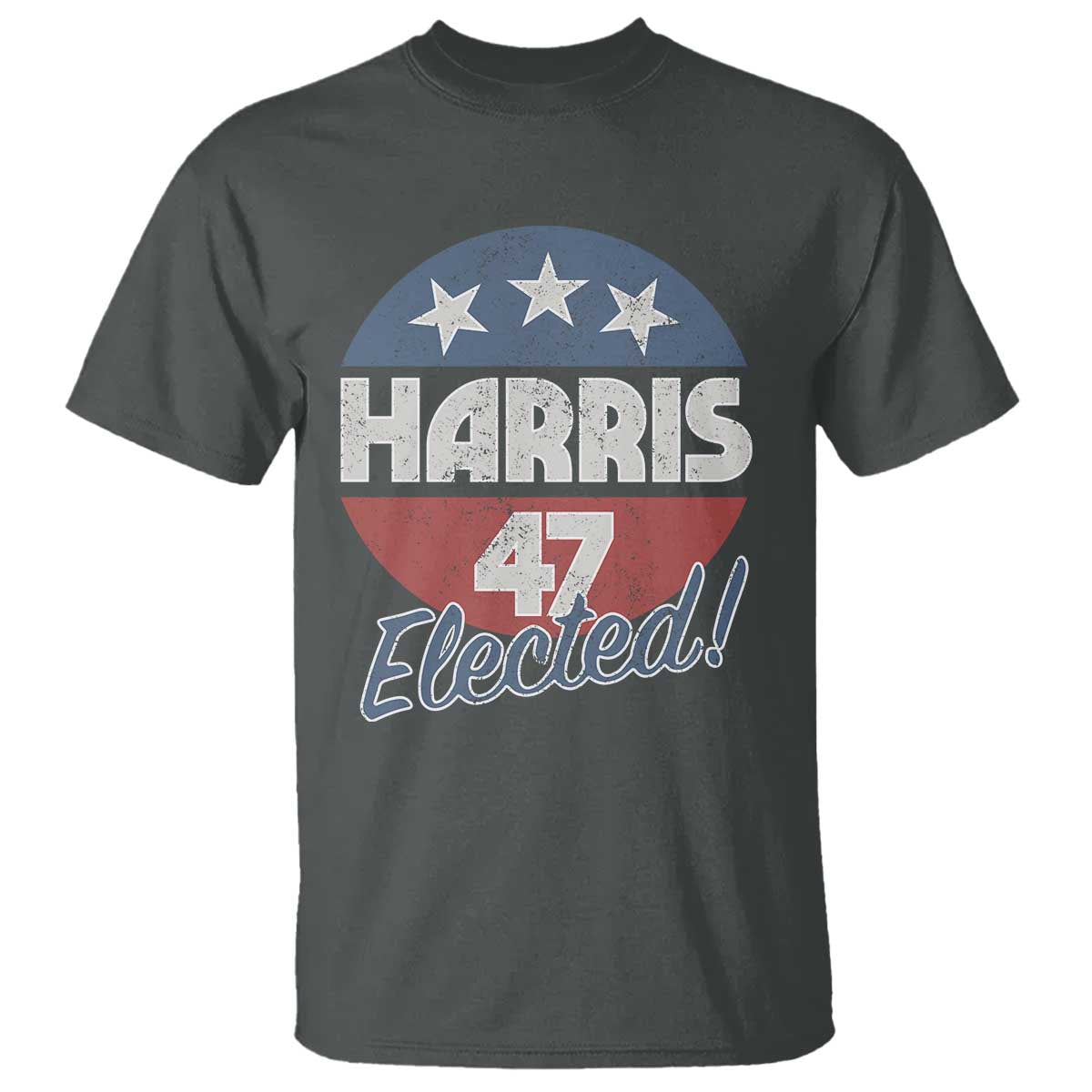 Harris For President T Shirt Harris Elected 47 American Flag TS11 Dark Heather Print Your Wear