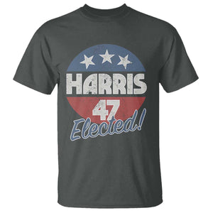 Harris For President T Shirt Harris Elected 47 American Flag TS11 Dark Heather Print Your Wear