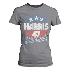 Harris For President T Shirt For Women Harris Elected 47 American Flag TS11 Charcoal Print Your Wear