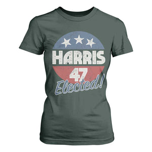 Harris For President T Shirt For Women Harris Elected 47 American Flag TS11 Dark Forest Green Print Your Wear