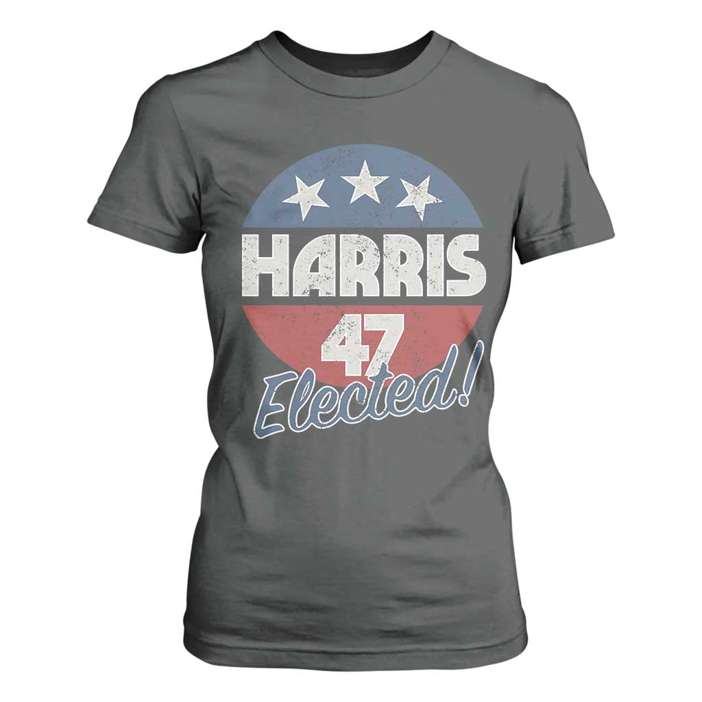 Harris For President T Shirt For Women Harris Elected 47 American Flag TS11 Dark Heather Print Your Wear