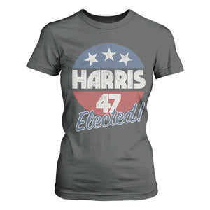 Harris For President T Shirt For Women Harris Elected 47 American Flag TS11 Dark Heather Print Your Wear