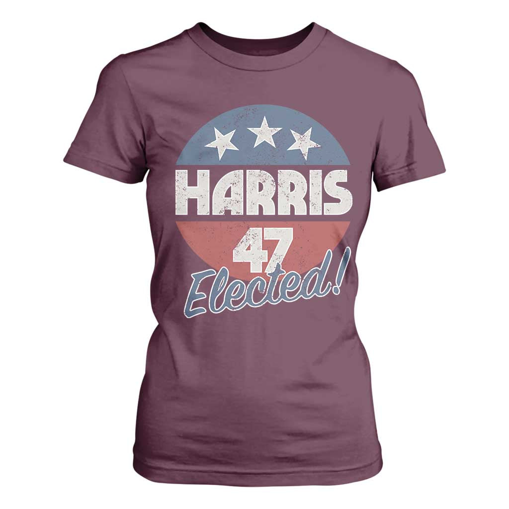 Harris For President T Shirt For Women Harris Elected 47 American Flag TS11 Maroon Print Your Wear