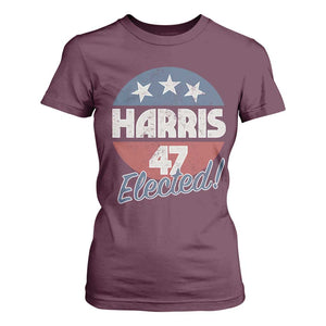 Harris For President T Shirt For Women Harris Elected 47 American Flag TS11 Maroon Print Your Wear