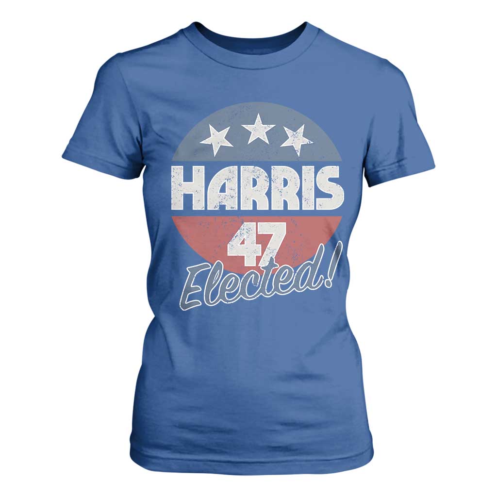 Harris For President T Shirt For Women Harris Elected 47 American Flag TS11 Royal Blue Print Your Wear