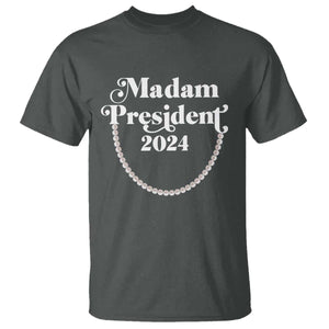 Harris Supporter T Shirt Madam President 2024 First Female President Election TS11 Dark Heather Print Your Wear