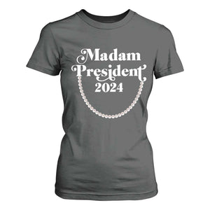 Harris Supporter T Shirt For Women Madam President 2024 First Female President Election TS11 Dark Heather Print Your Wear