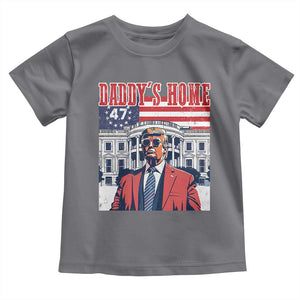 Funny Trump 2024 Baby Shirt Daddy's Home The 47th US President Vintage Betsy American Flag TS11 Charcoal Print Your Wear