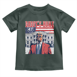 Funny Trump 2024 Baby Shirt Daddy's Home The 47th US President Vintage Betsy American Flag TS11 Dark Forest Green Print Your Wear
