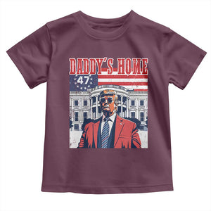Funny Trump 2024 Baby Shirt Daddy's Home The 47th US President Vintage Betsy American Flag TS11 Maroon Print Your Wear
