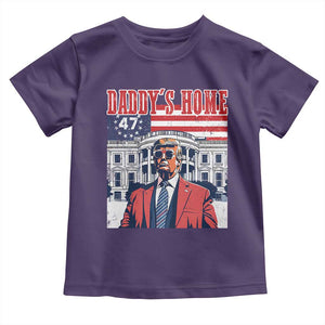Funny Trump 2024 Baby Shirt Daddy's Home The 47th US President Vintage Betsy American Flag TS11 Purple Print Your Wear