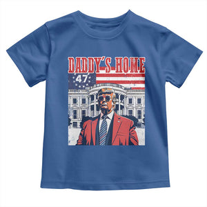Funny Trump 2024 Baby Shirt Daddy's Home The 47th US President Vintage Betsy American Flag TS11 Royal Blue Print Your Wear