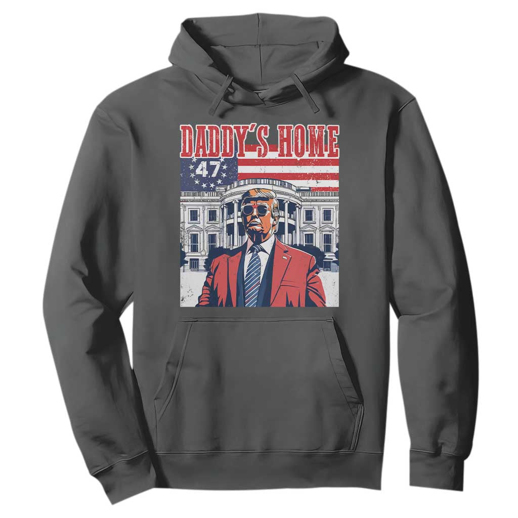 Funny Trump 2024 Hoodie Daddy's Home The 47th US President Vintage Betsy American Flag TS11 Dark Heather Print Your Wear