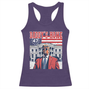 Funny Trump 2024 Racerback Tank Top Daddy's Home The 47th US President Vintage Betsy American Flag TS11 Purple Print Your Wear