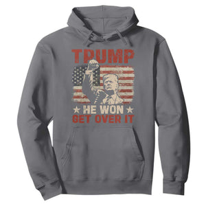 Trump Won 2024 Hoodie He Won Get Over It Vintage American Flag TS11 Charcoal Print Your Wear