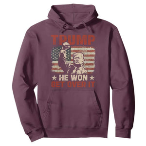 Trump Won 2024 Hoodie He Won Get Over It Vintage American Flag TS11 Maroon Print Your Wear