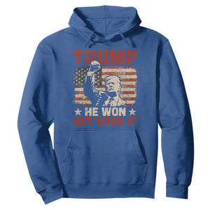 Trump Won 2024 Hoodie He Won Get Over It Vintage American Flag TS11 Royal Blue Print Your Wear