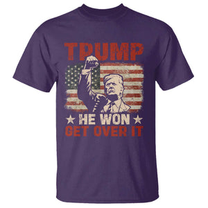 Trump Won 2024 T Shirt He Won Get Over It Vintage American Flag TS11 Purple Print Your Wear