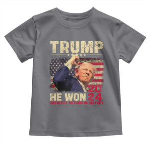 Trump Won 2024 Baby Shirt He Won Greatest Return In History The 47th US President TS11 Charcoal Print Your Wear