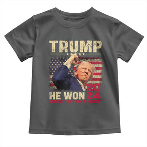 Trump Won 2024 Baby Shirt He Won Greatest Return In History The 47th US President TS11 Dark Heather Print Your Wear