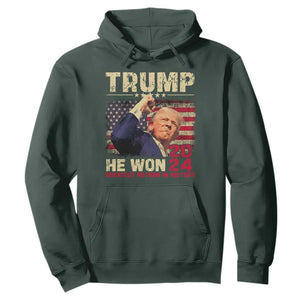 Trump Won 2024 Hoodie He Won Greatest Return In History The 47th US President TS11 Dark Forest Green Print Your Wear