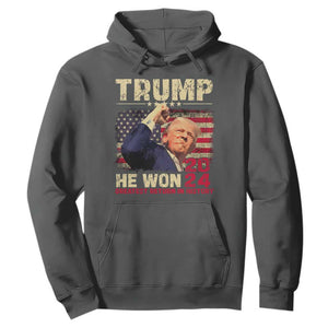 Trump Won 2024 Hoodie He Won Greatest Return In History The 47th US President TS11 Dark Heather Print Your Wear
