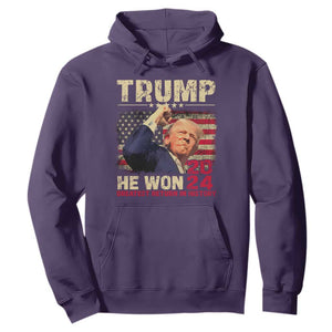 Trump Won 2024 Hoodie He Won Greatest Return In History The 47th US President TS11 Purple Print Your Wear