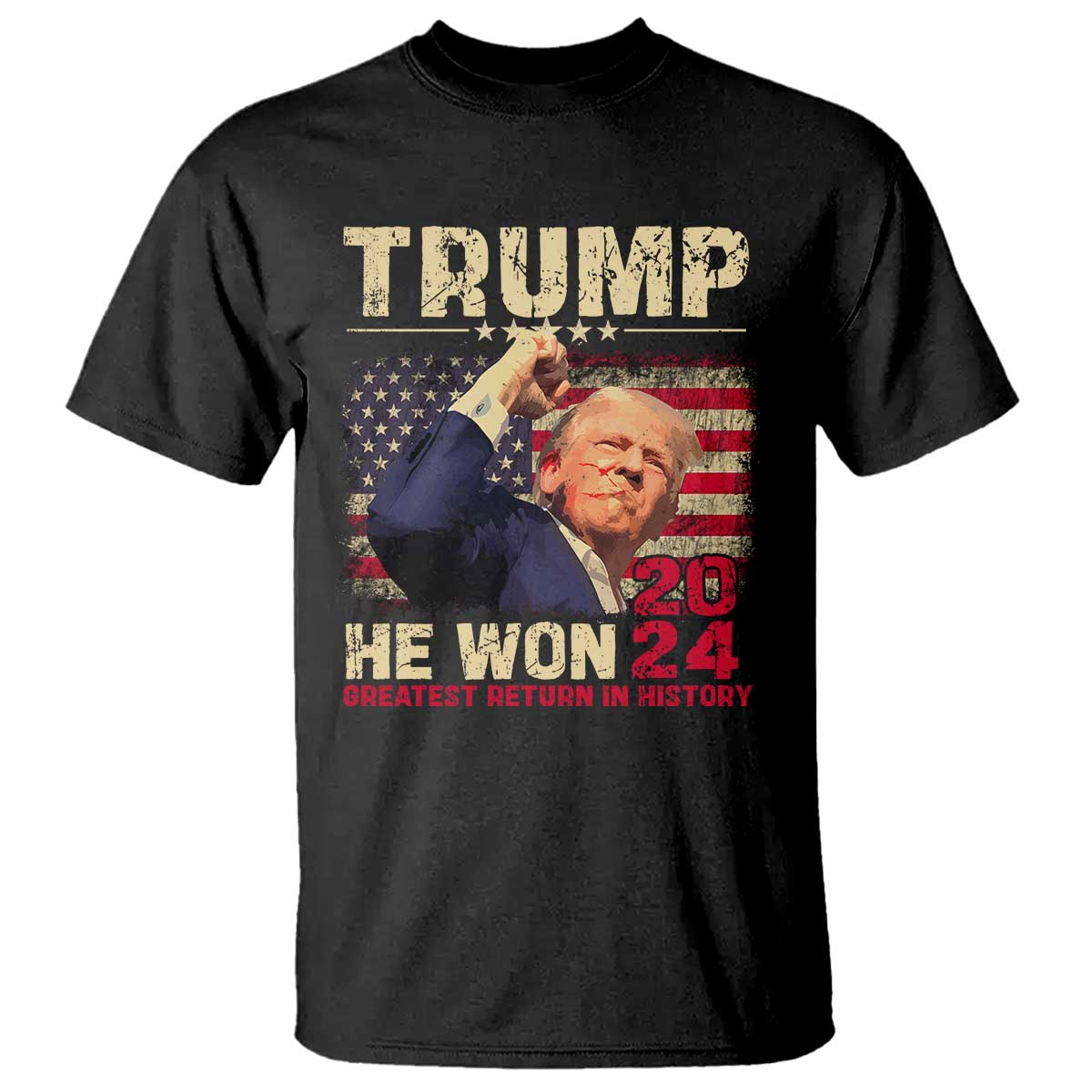 Trump Won 2024 T Shirt He Won Greatest Return In History The 47th US President TS11 Black Print Your Wear